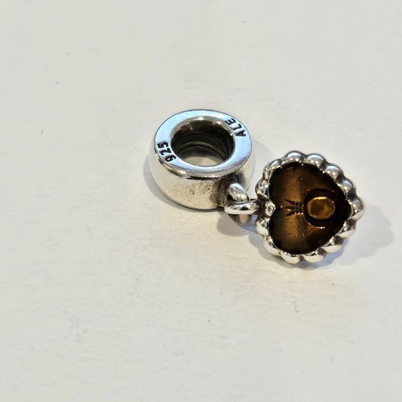 New Pandora Retired Brown Enamel Pandora Forever Dangle - 790471E10 - Picture 2 of 6